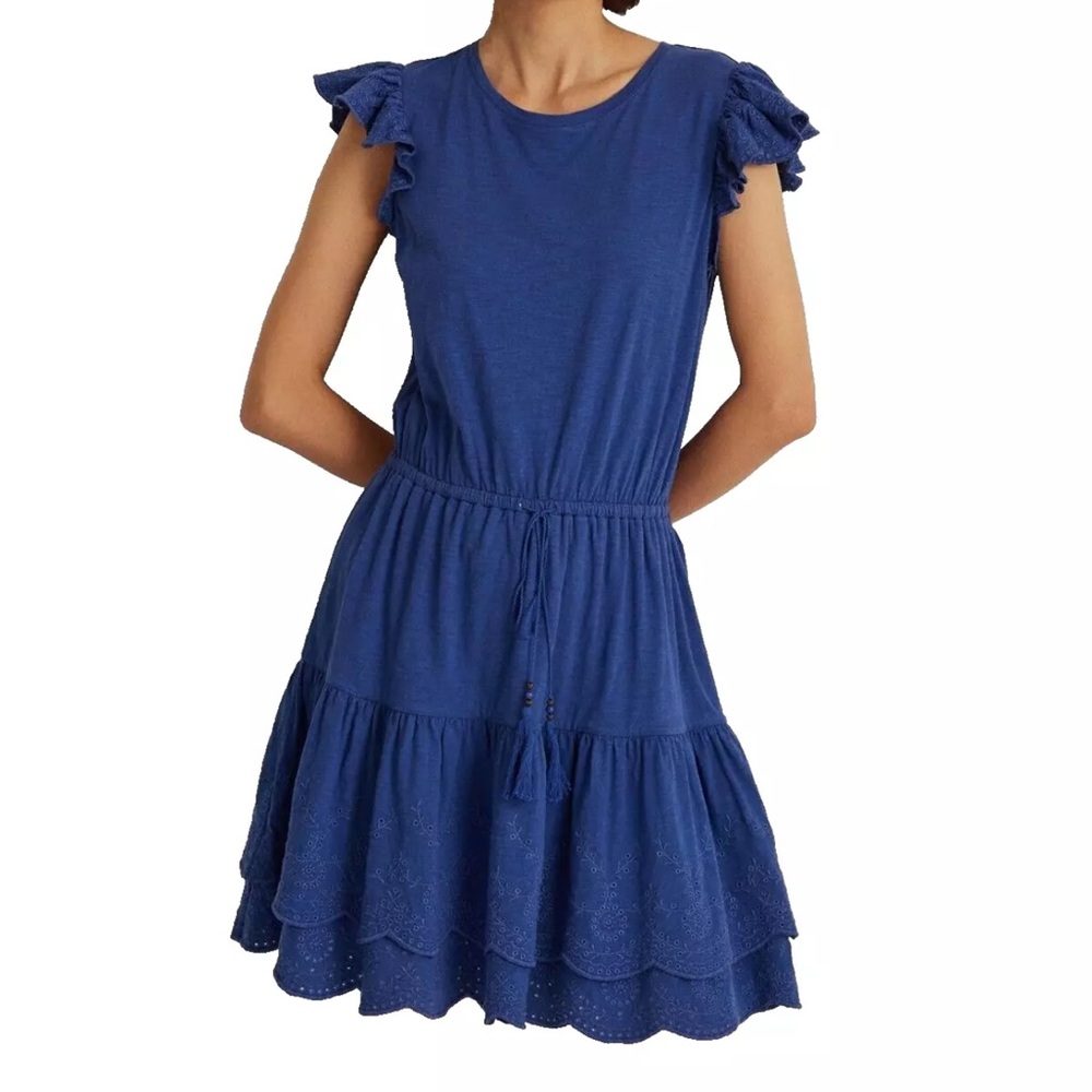Lauren Ralph Lauren Blue Lace Eyelet Jersey Dress Size 6